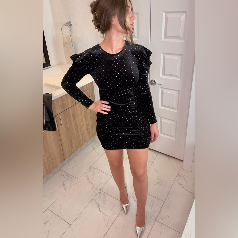 Betsey Johnson Black Mini Dress with Silver Accents